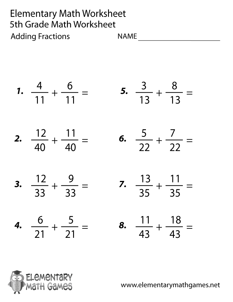 Adding Subtracting Fractions Worksheets