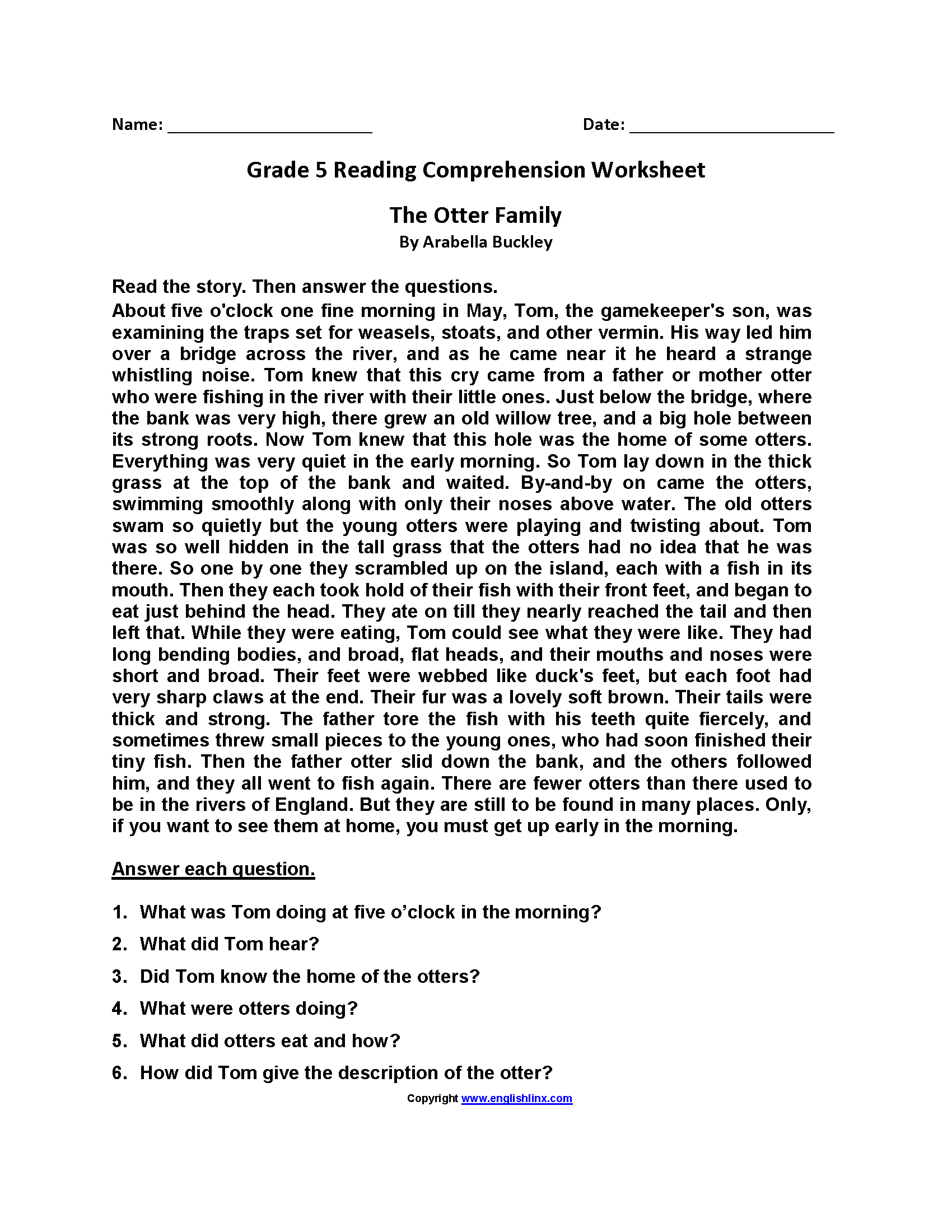 Fifth Grade Reading Worksheets Improve Fluency Vocabulary 5th Grade Reading Comprehension Worksheets Inference Main Idea Text Evidence
