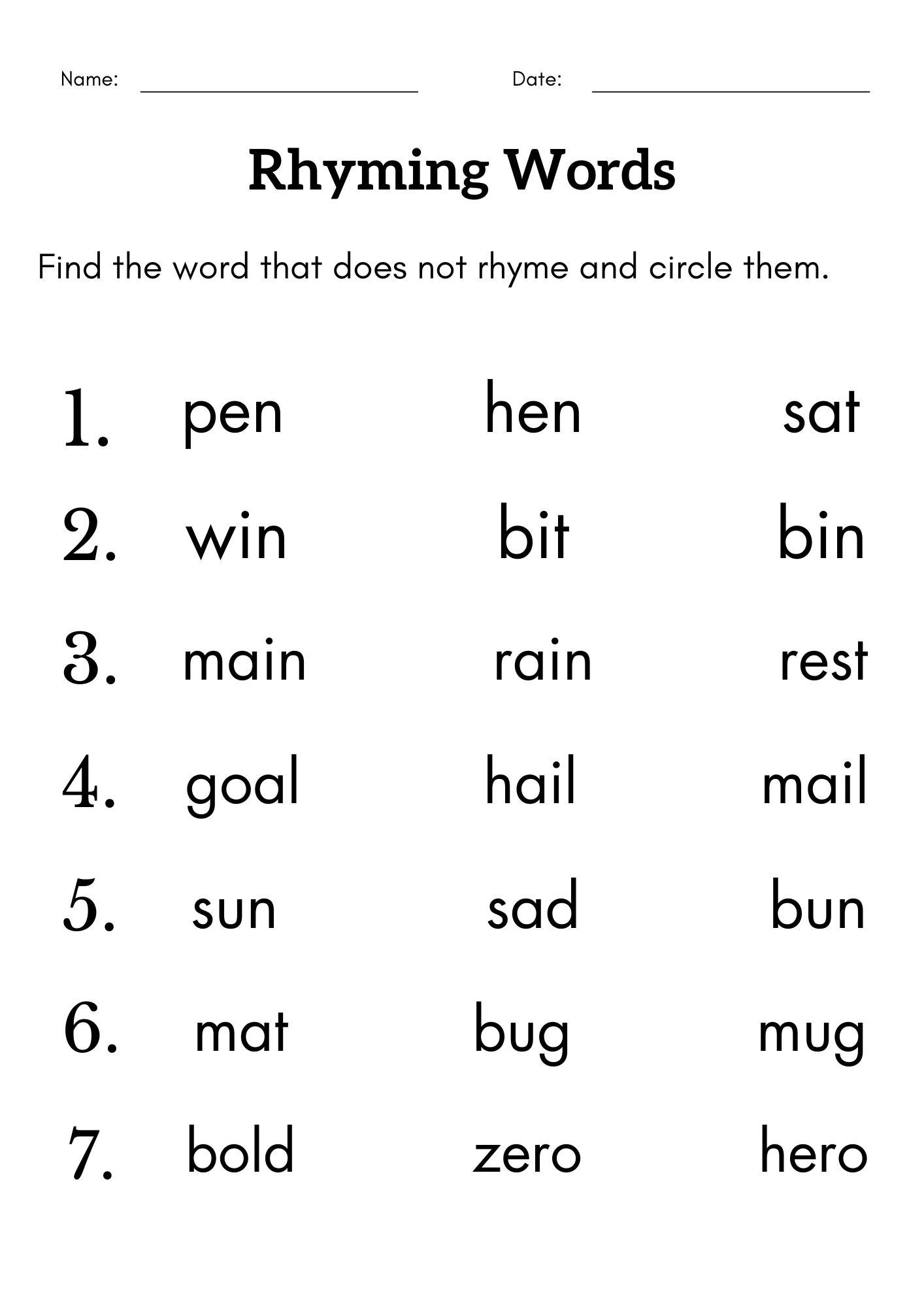 Find The Rhyming Words Worksheet For Kindergarten Match The Rhyming Words Made By Teachers