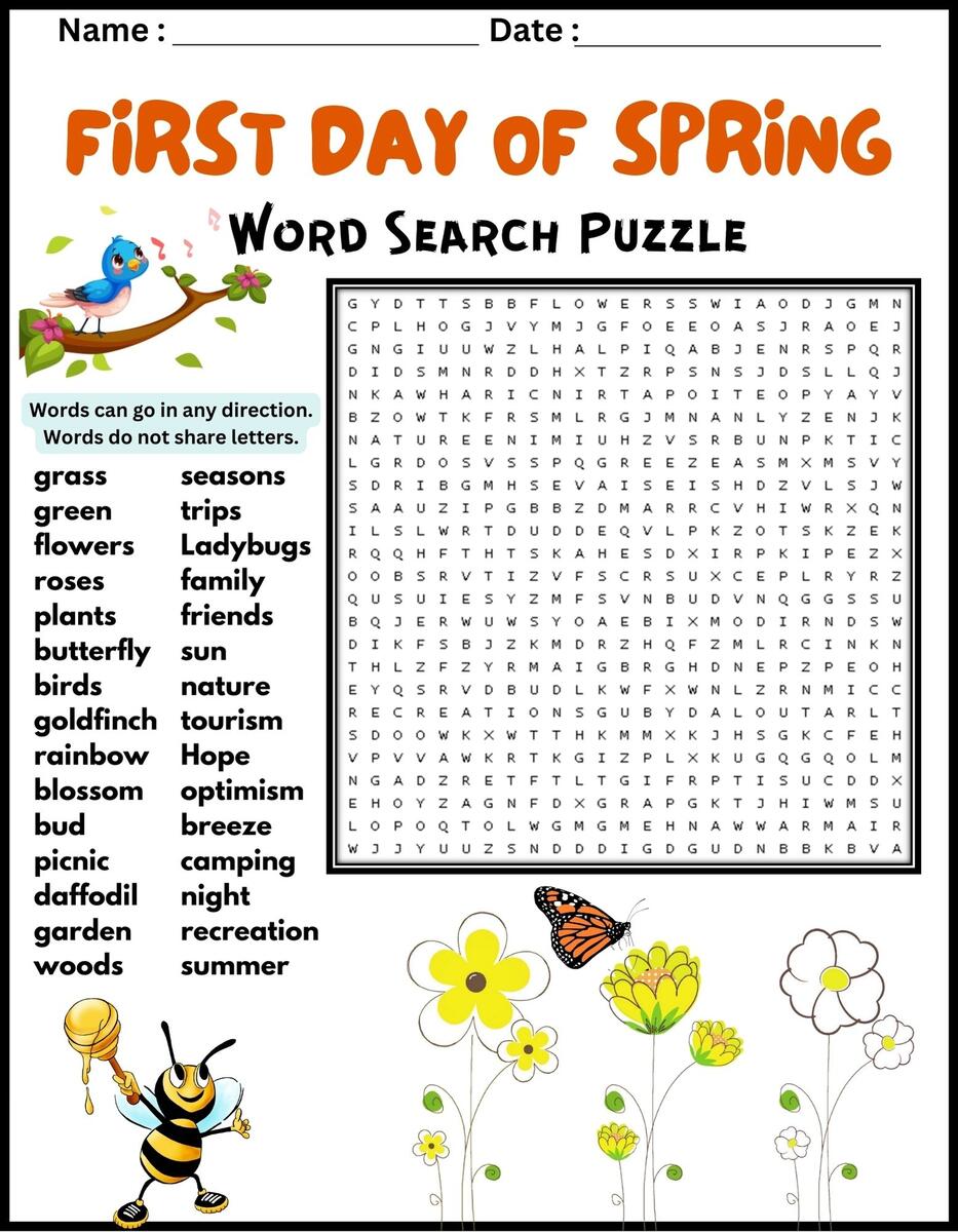Free Printable First Day Of Spring Worksheets The Artisan Life