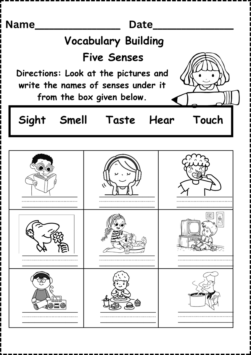 Five Senses Cut And Paste Worksheet For Kindergarten And ESL Students Free Download Ezpzlearn