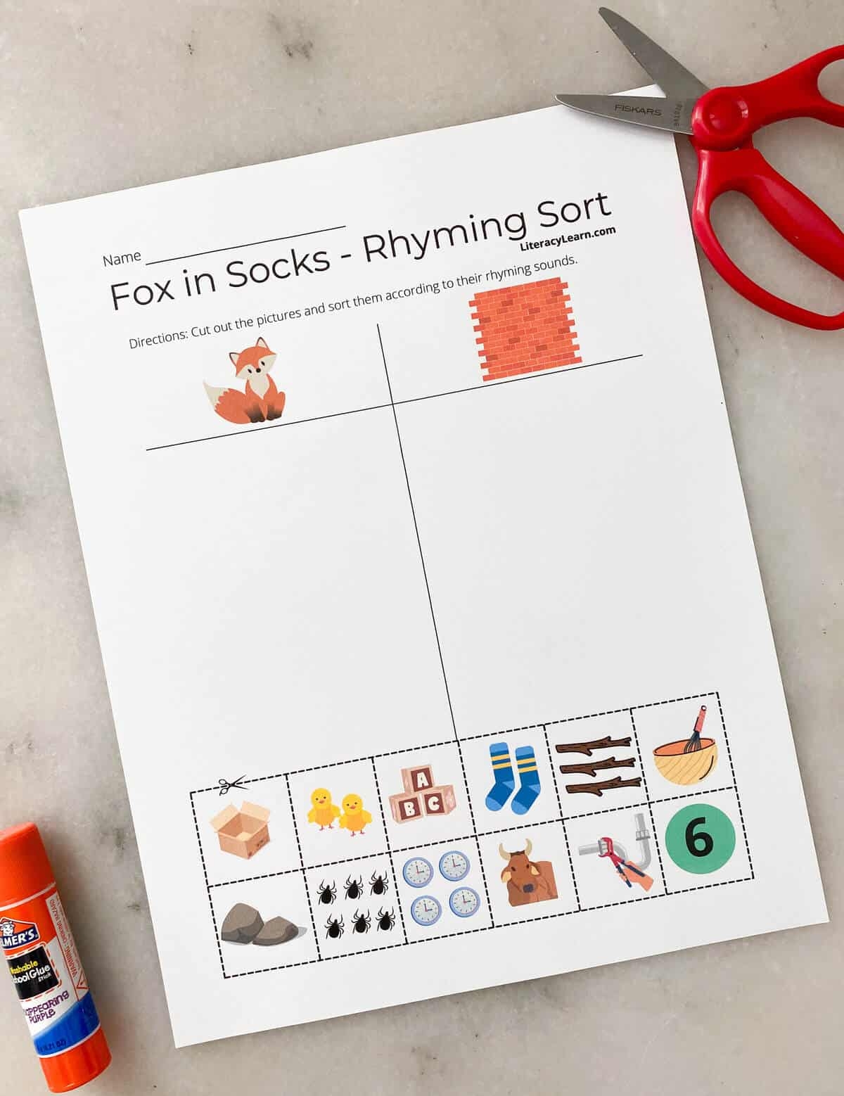 Fox In Socks Rhyming Sort Free Worksheet Literacy Learn