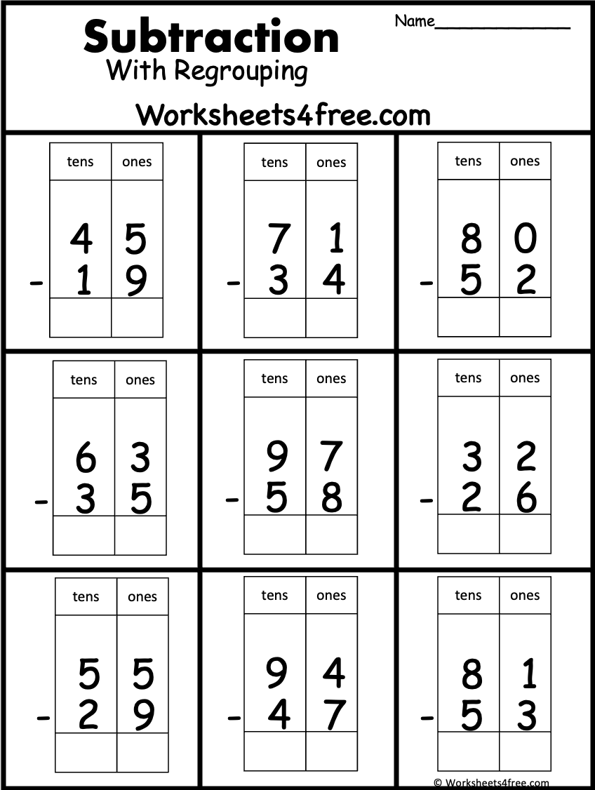 Two Digit Subtraction Worksheets Printable Math Drills Free Printables Lettering SVG Files Tools Apps