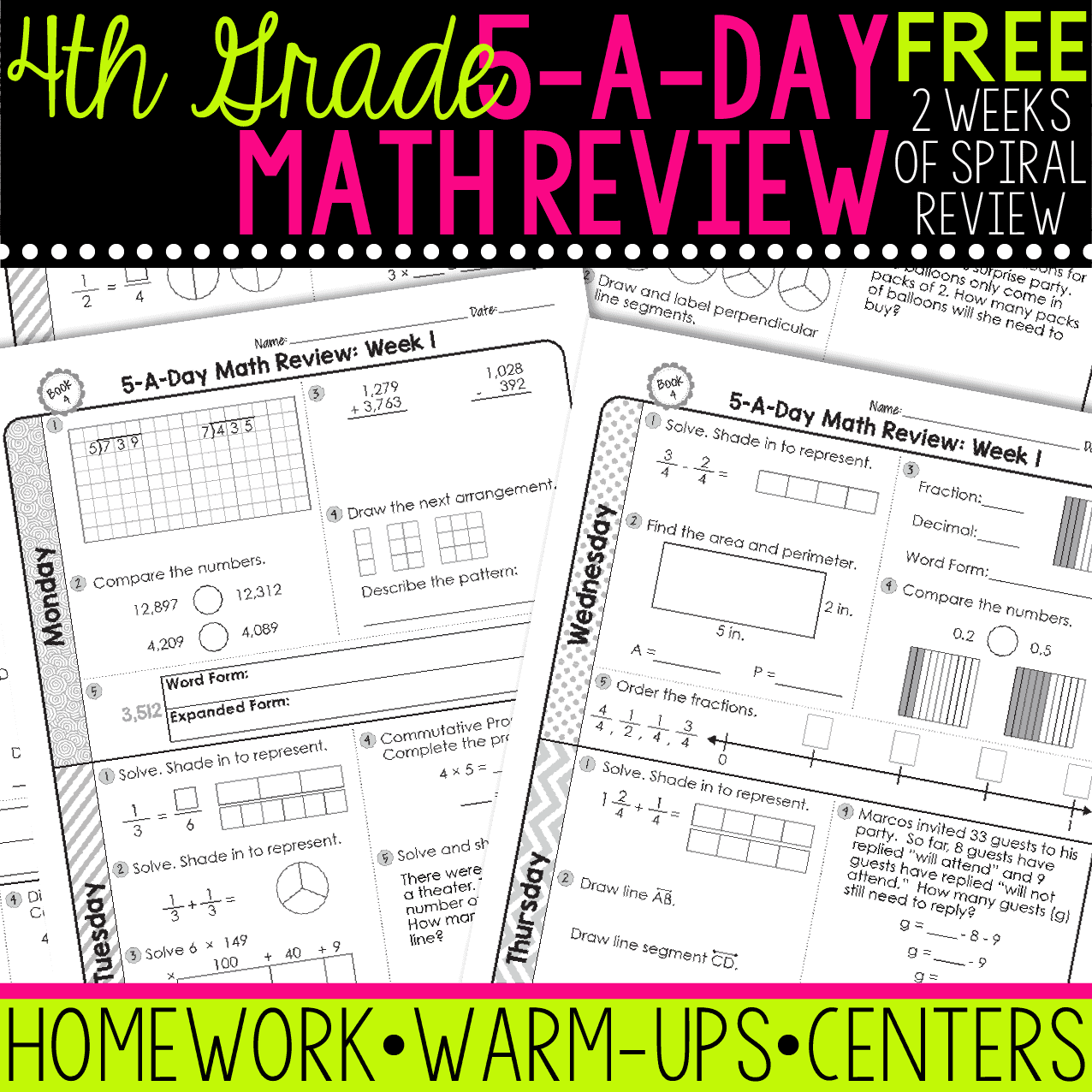 FREE 4th Grade Daily Math Spiral Review Teacher Thrive Worksheets Library FREE 4th Grade Daily Math Spiral Review Teacher Thrive Worksheets Library