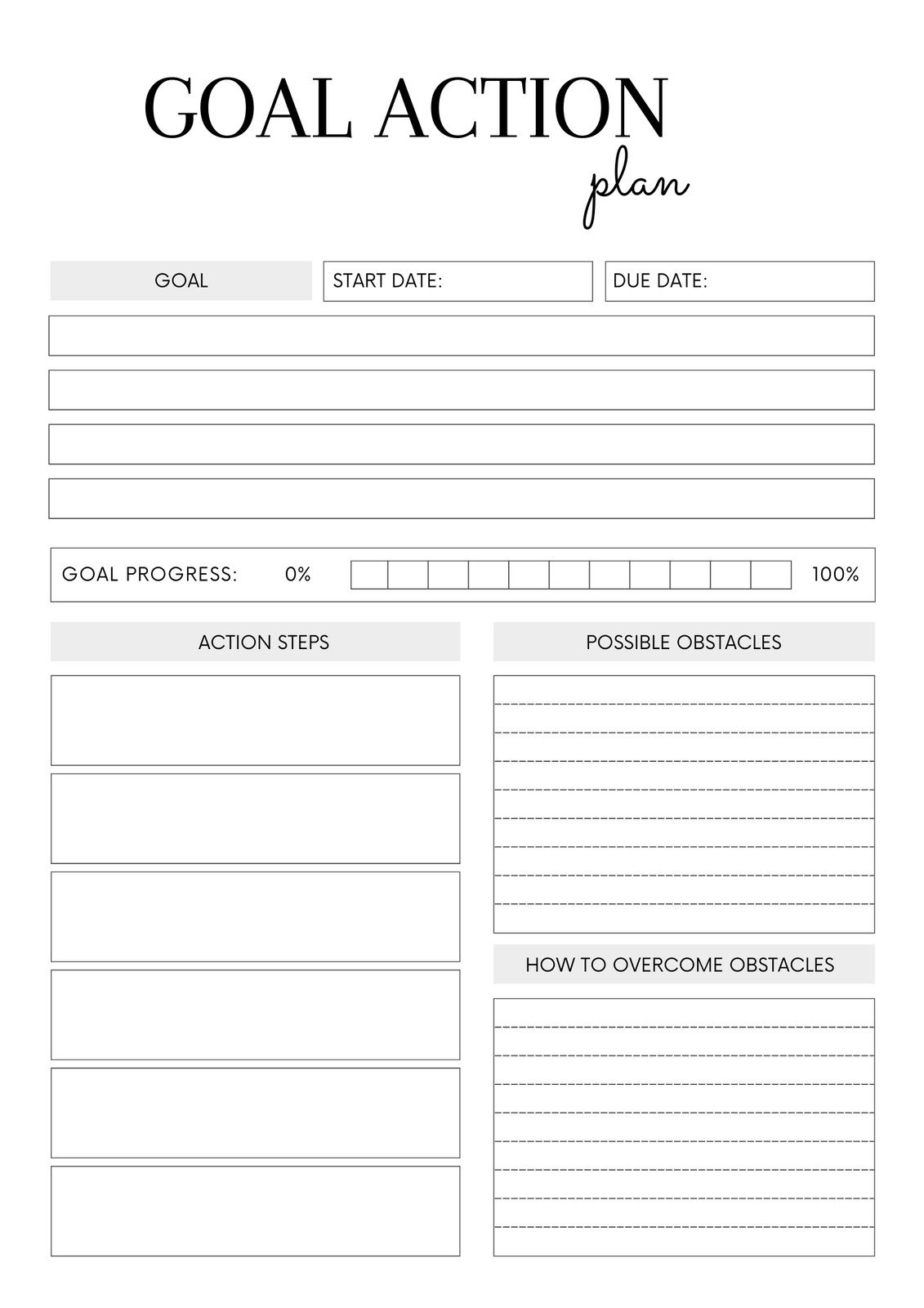 Free And Customizable Goals Templates Download Printable Simple Goal Setting Worksheet Original Style PDF