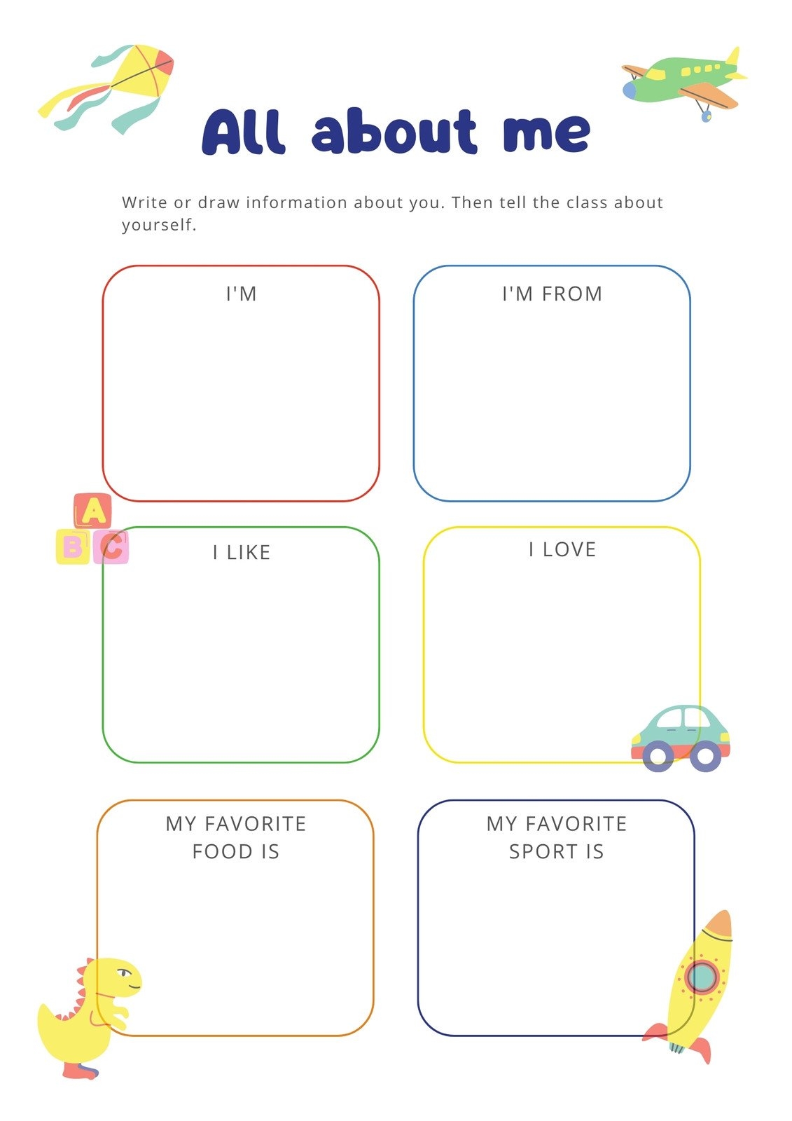 All About Me Printable Introducing Myself Worksheet For Grade 1 2 3 Made By Teachers
