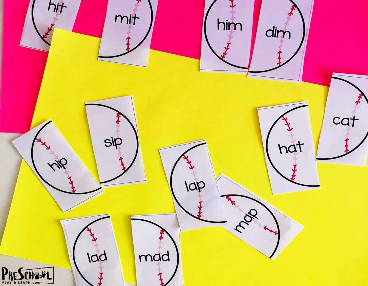 FREE Baseball CVC Rhyming Words