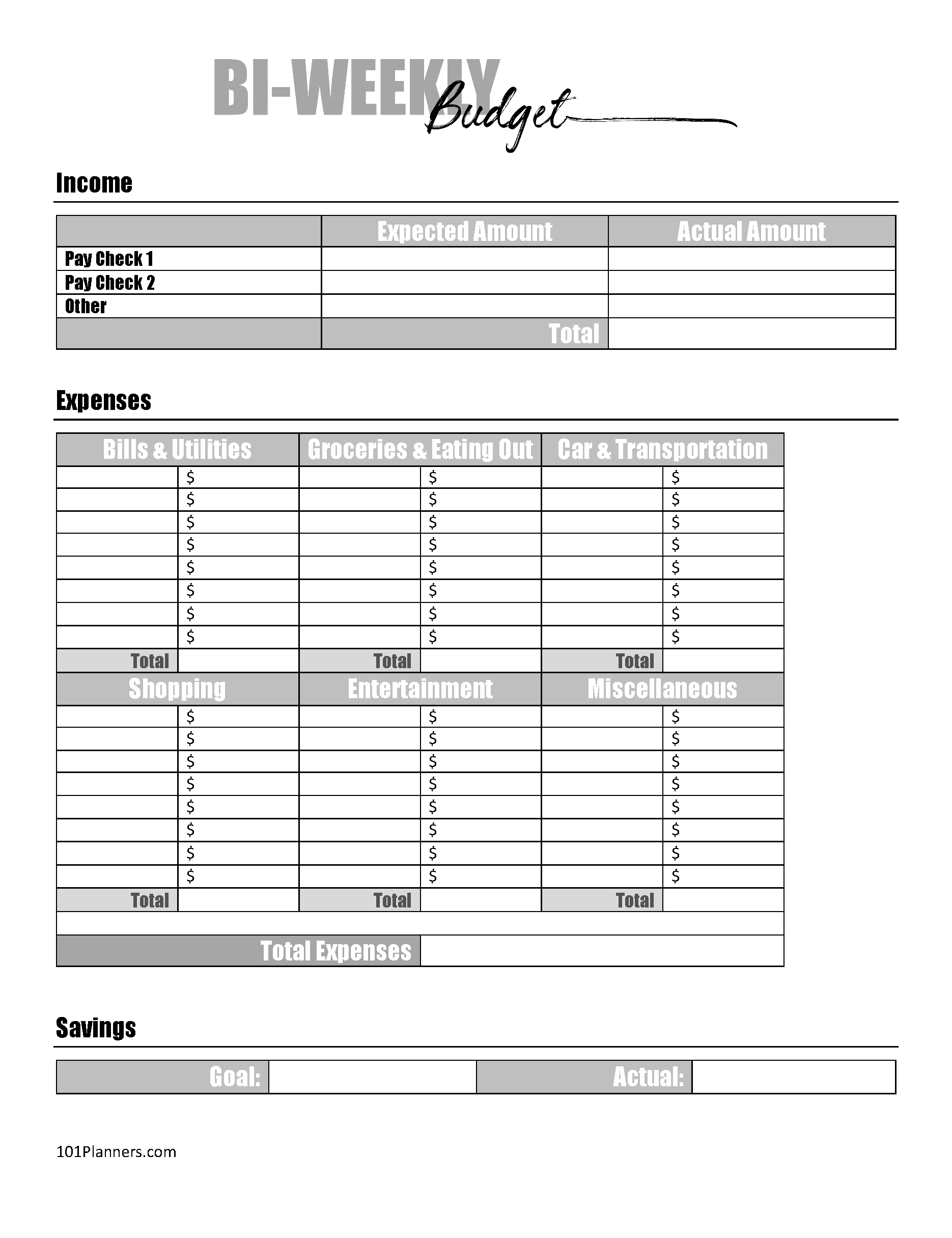 Simple Budget Worksheet Etsy