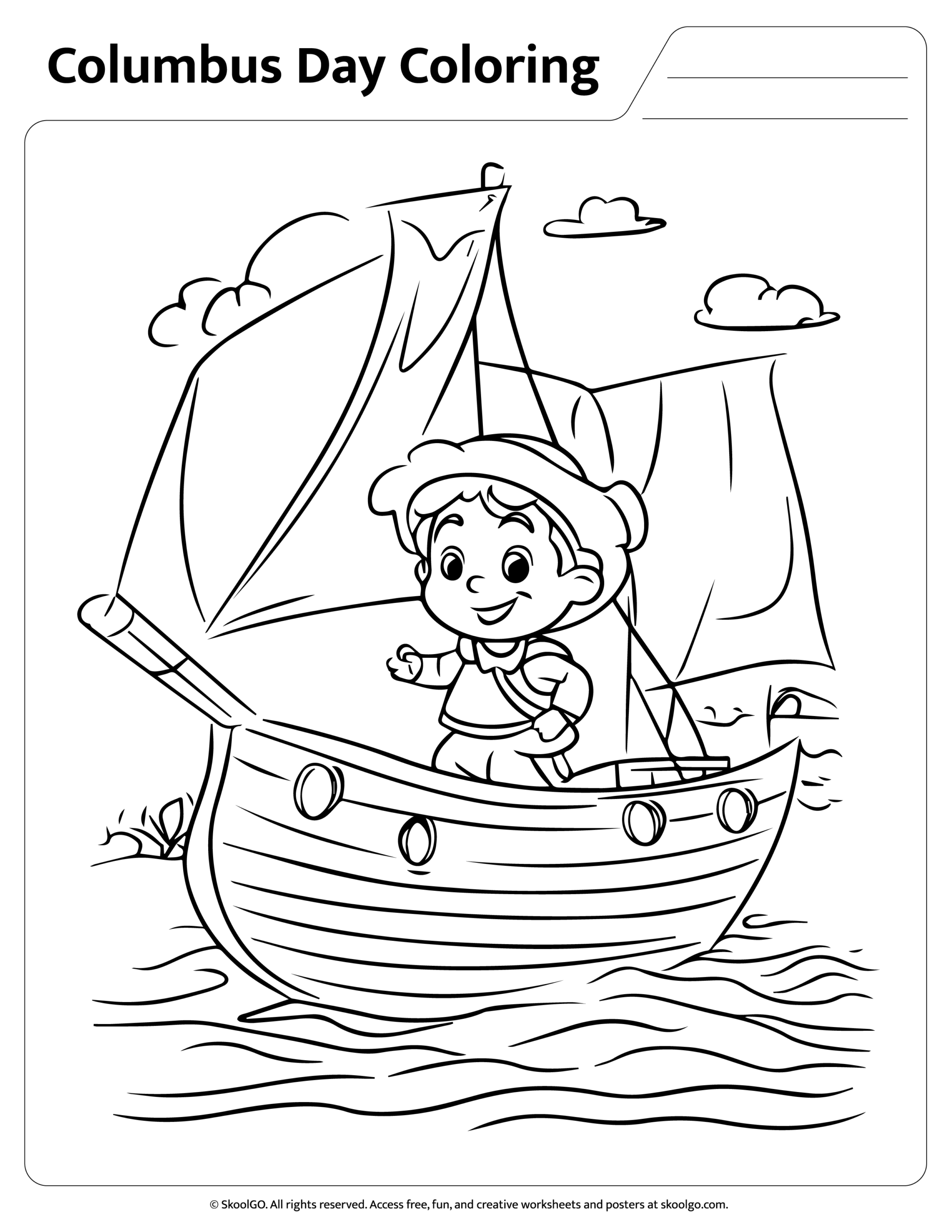 Happy Columbus Day Coloring Page