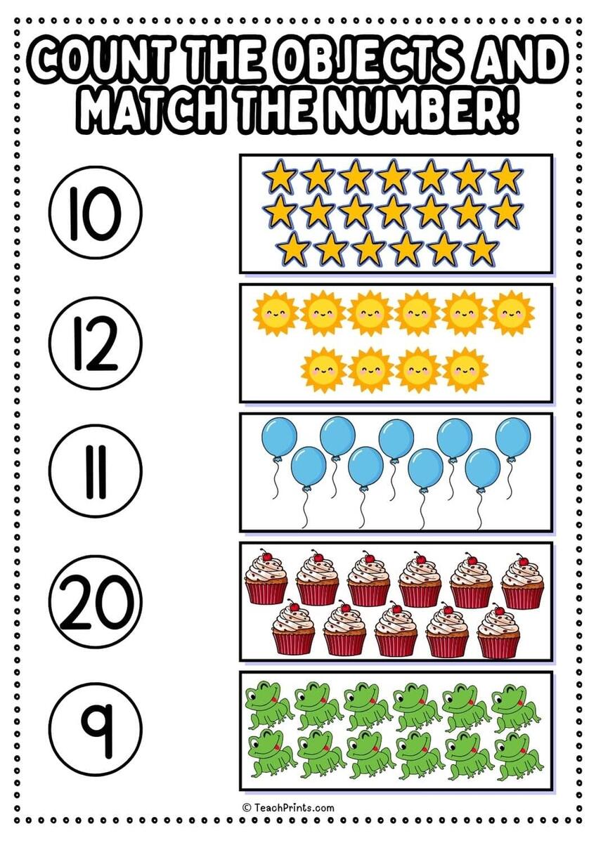 Free Counting Objects Worksheets Teach Prints Counting To 20 Worksheets