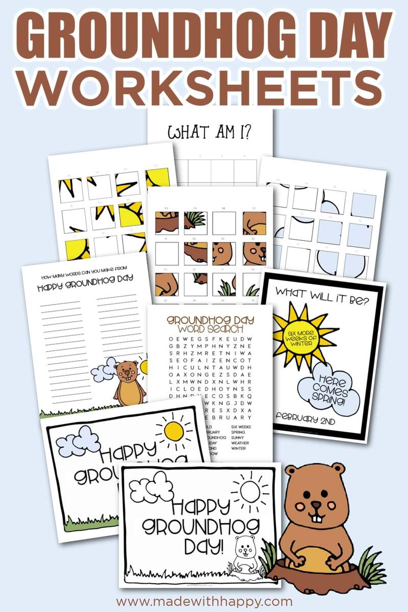 FREE Groundhog Day Worksheets For Kids Made With HAPPY