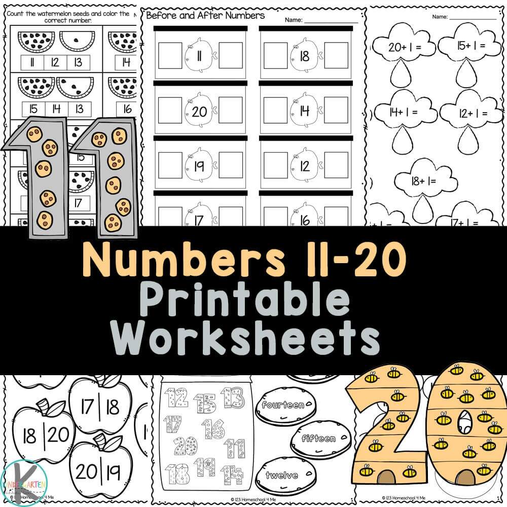FREE Kindergarten Teen Numbers 11 20 Worksheets FREE Kindergarten Teen Numbers 11 20 Worksheets