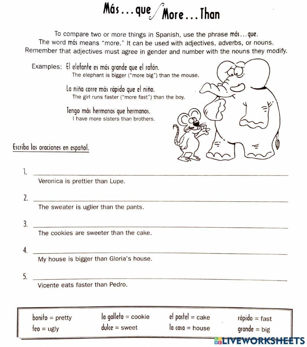 Free Making Comparisons In Spanish Worksheet Download Free Making Comparisons In Spanish Worksheet Png Images Free Worksheets On Clipart Library
