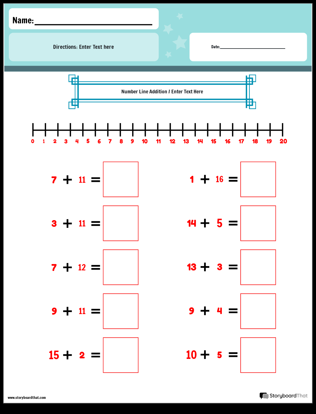Free Math Number Line Worksheets Storyboard That Free Math Number Line Worksheets Storyboard That