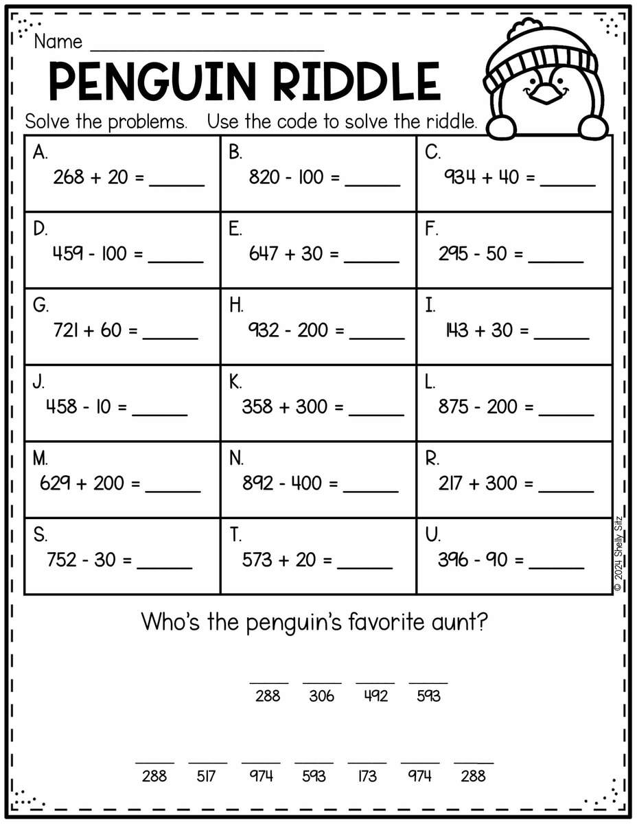 Second Grade Addition Worksheet
