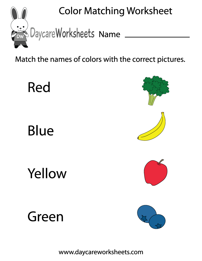 Free Preschool Color Matching Worksheet Color Names Worksheets Kindergarten Free Downloadable Worksheets