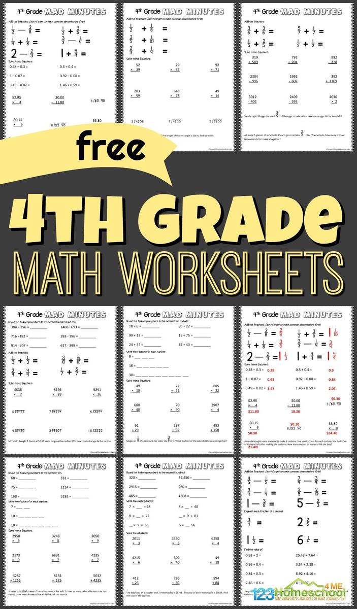4th Grade Math Worksheets Rocket Math