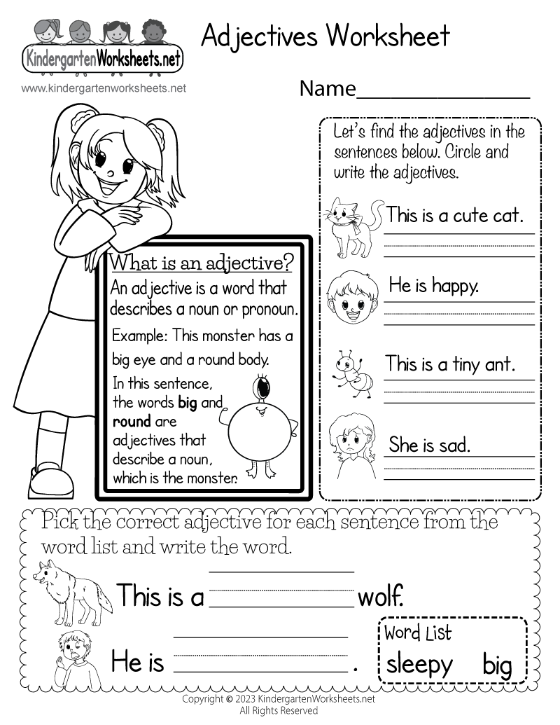 Free Printable Adjectives Worksheet Free Printable Adjectives Worksheet
