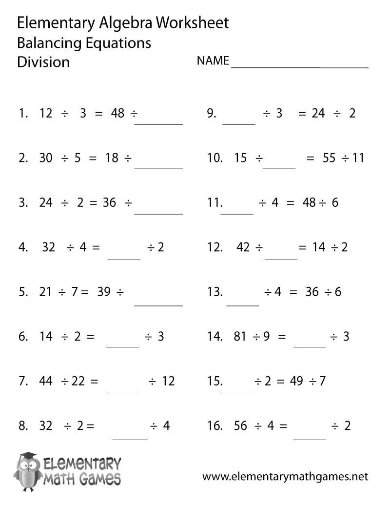 Division Facts Worksheets