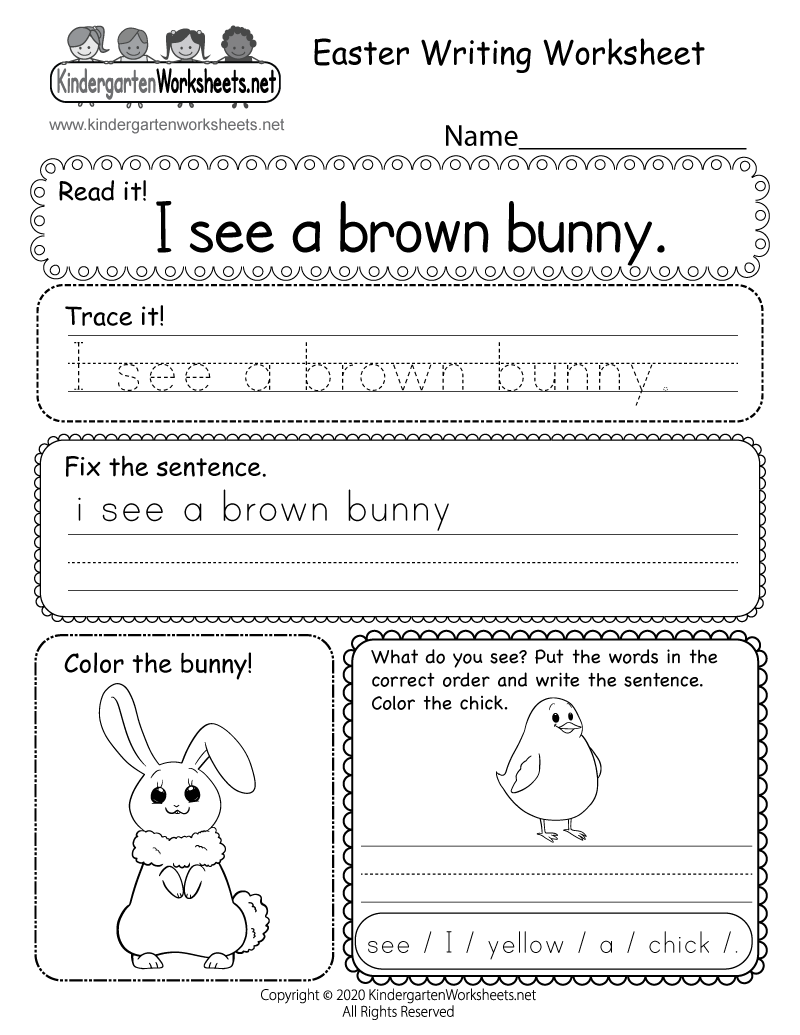 Free Printable Easter Writing Worksheet Free Printable Easter Writing Worksheet