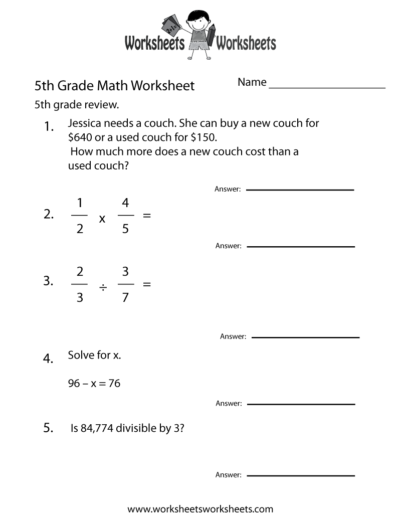 Free Printable Decimals Multiplication Worksheet For Fifth Grade