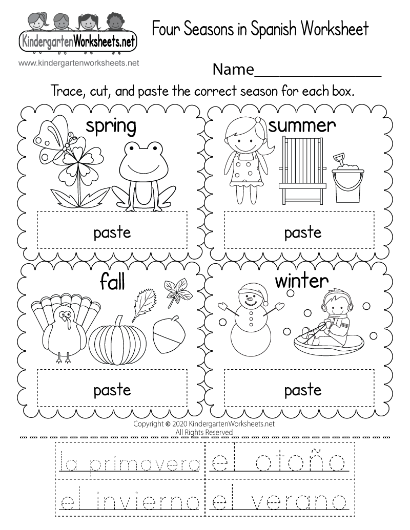 Free Printable Four Seasons In Spanish Worksheet Free Printable Four Seasons In Spanish Worksheet