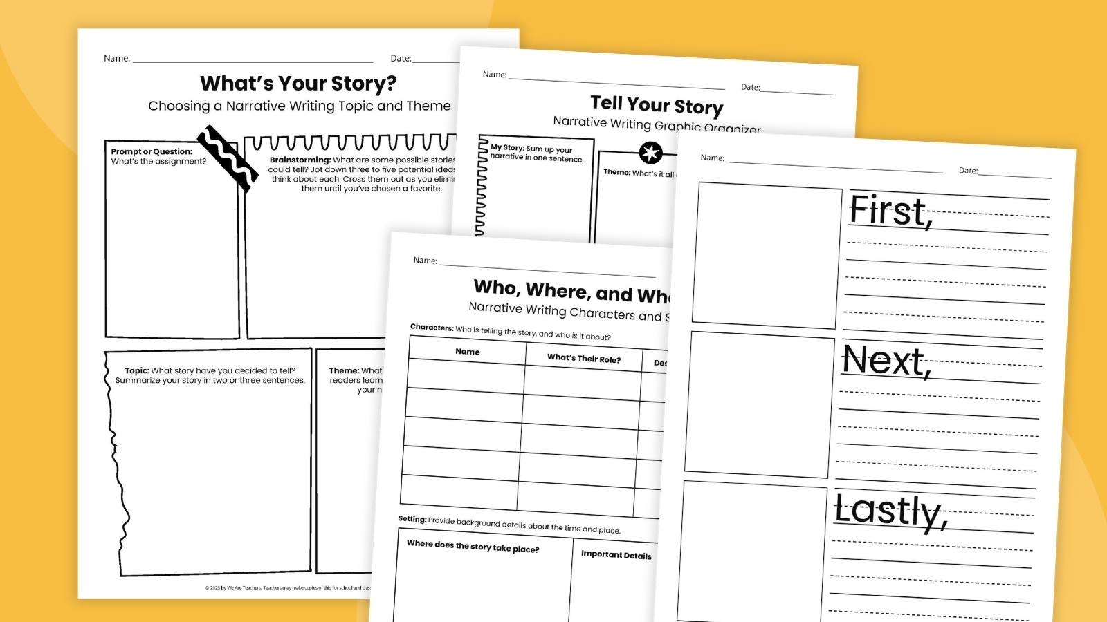Free Printable Narrative Writing Graphic Organizer Bundle Seventh Grade Reading Worksheets Vocabulary Fluency Practice