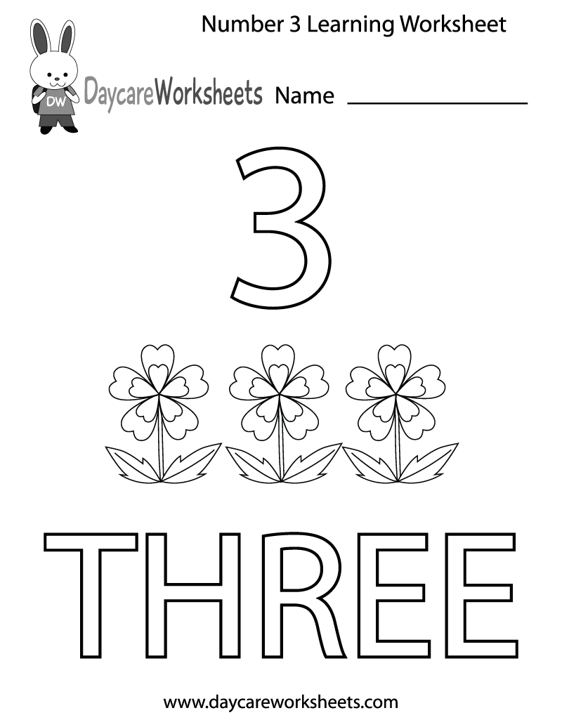 Free Printable Number Three Learning Worksheet For Preschool Free Preschool Printables Number 3 Jennibeemine