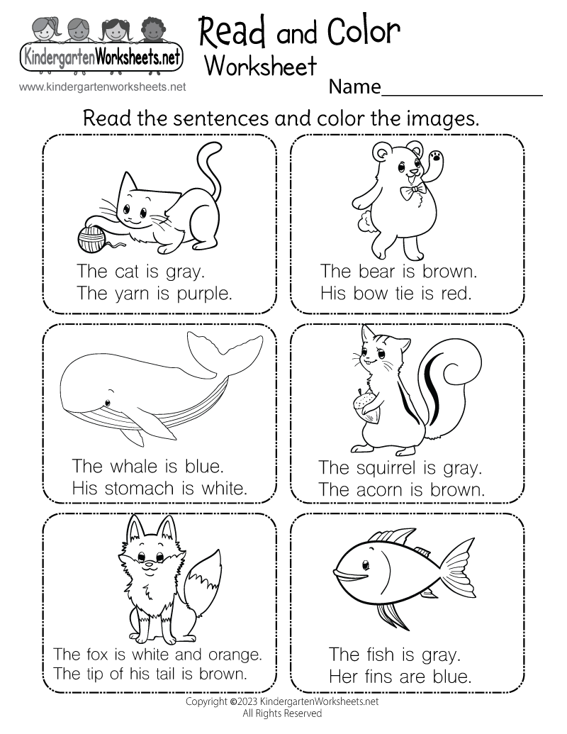 Free Printable Read And Color Worksheet Kindergarten Reading Worksheets And Printables