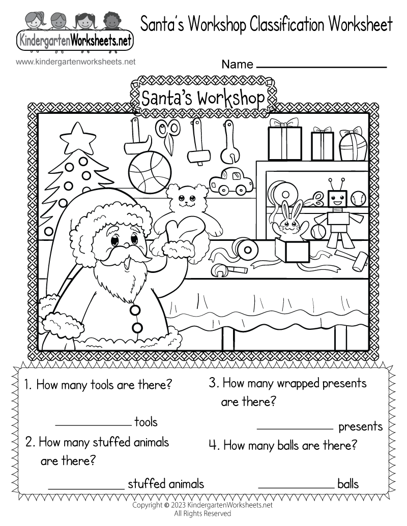 Free Printable Santa s Workshop Classification Worksheet