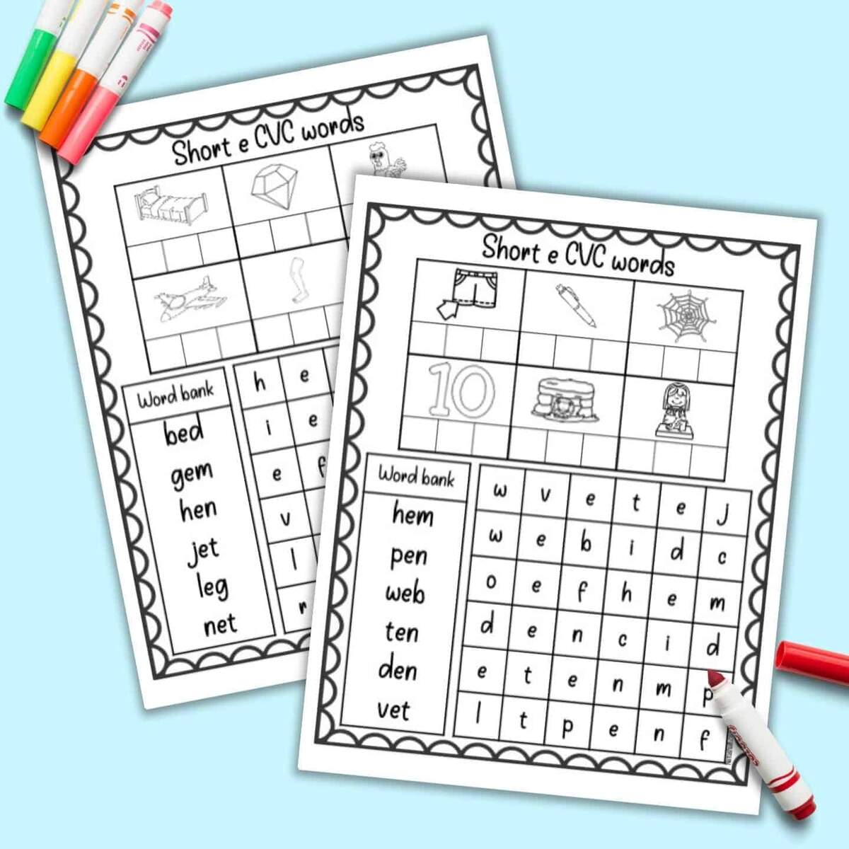 Free Printable Short E CVC Words Worksheets The Artisan Life