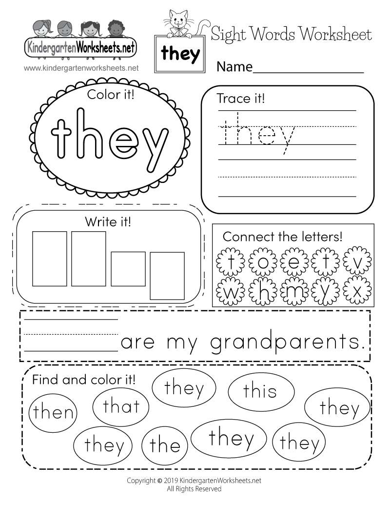 Free Printable Kindergarten Sight Word Practice Sheets Frugal Mom Eh