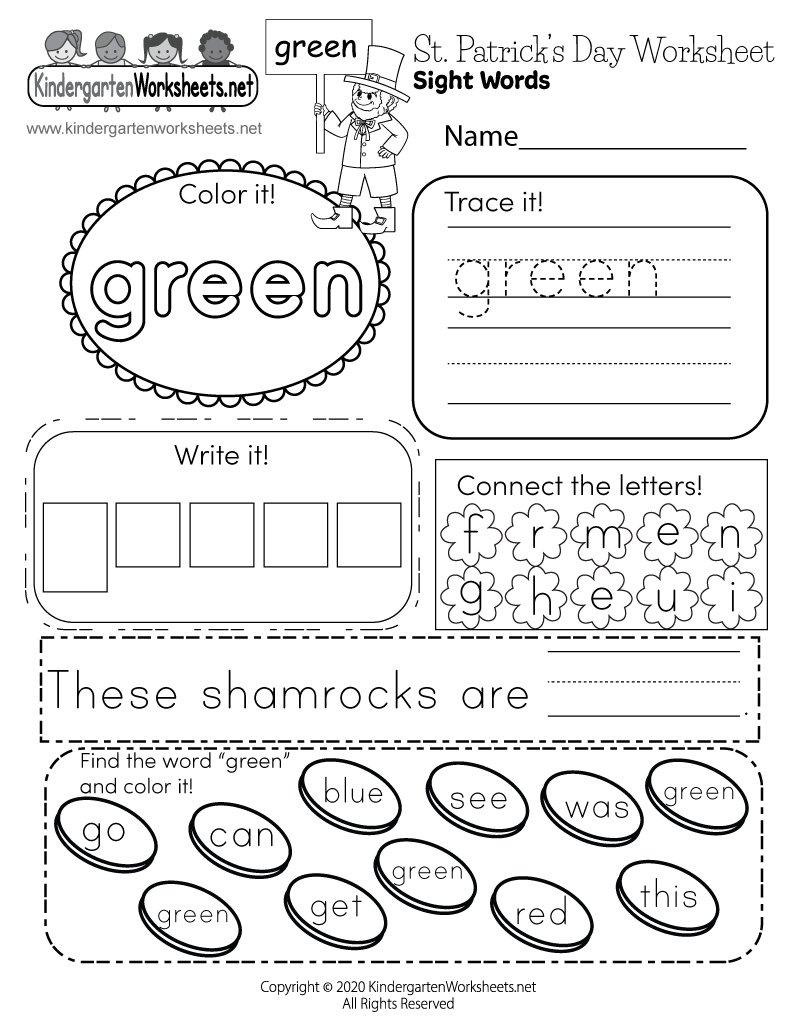 Free Printable St Patrick S Day Sight Words Worksheet St Patrick S Day Word Search Free Printables For Kids Cute Coloring Pages For Kids