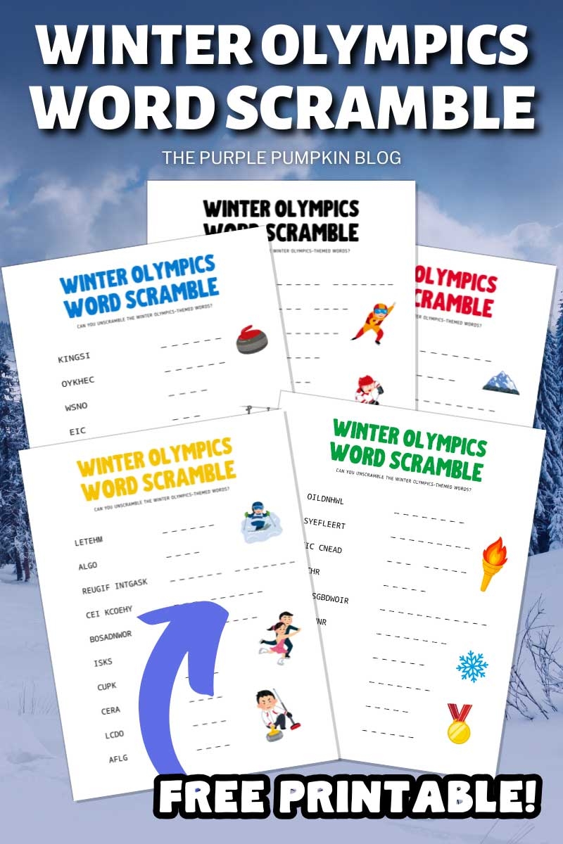 Free Printable Winter Olympics Word Scramble Worksheets Winter Print Play Games 2018 By David King Made Some Games