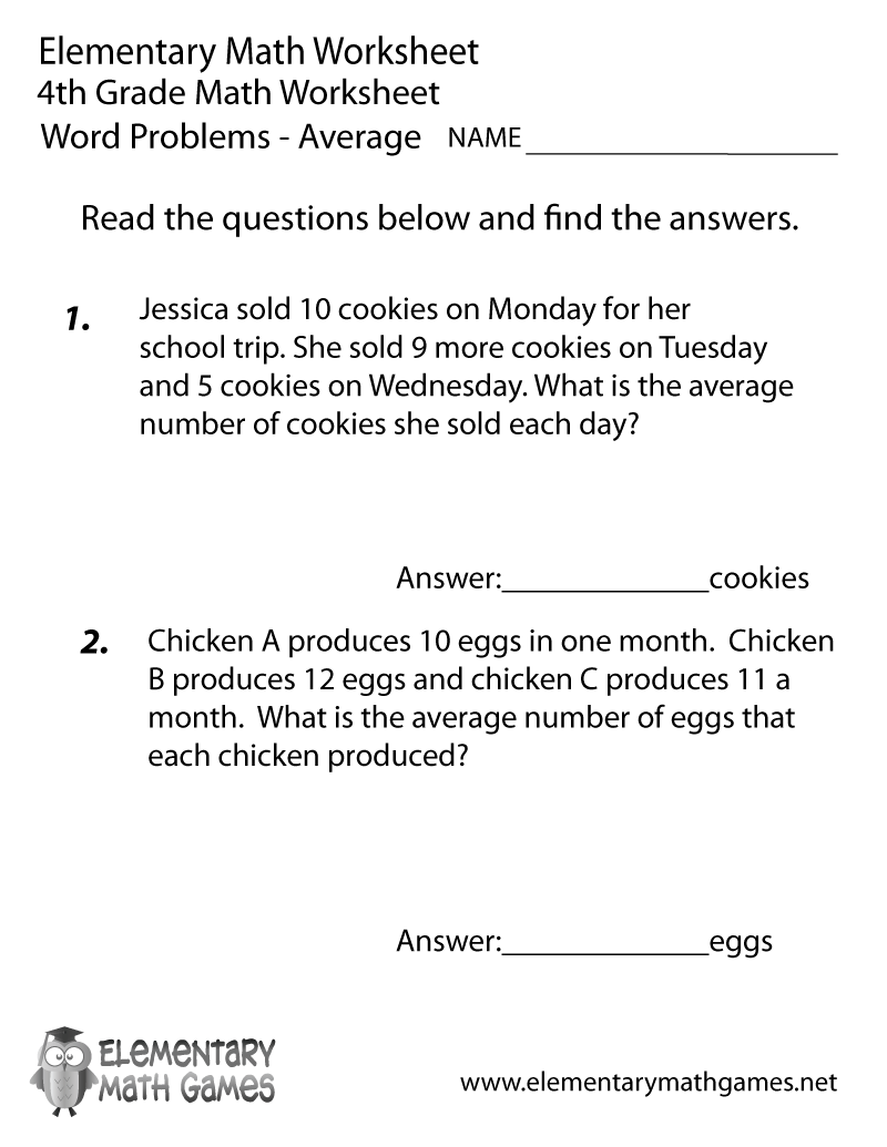 Free Printable Word Problems Worksheet For Fourth Grade 4th Grade Math Word Problems