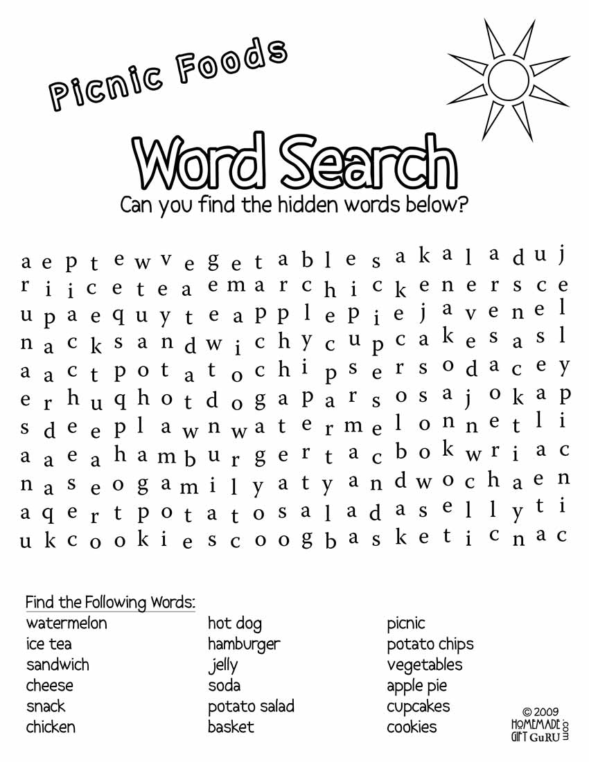 Free Printable Word Searches For Kids