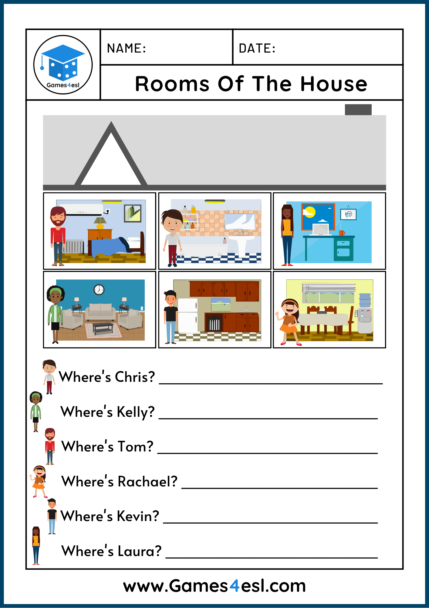 Free Rooms Of The House Worksheets For ESL Kids Games4esl