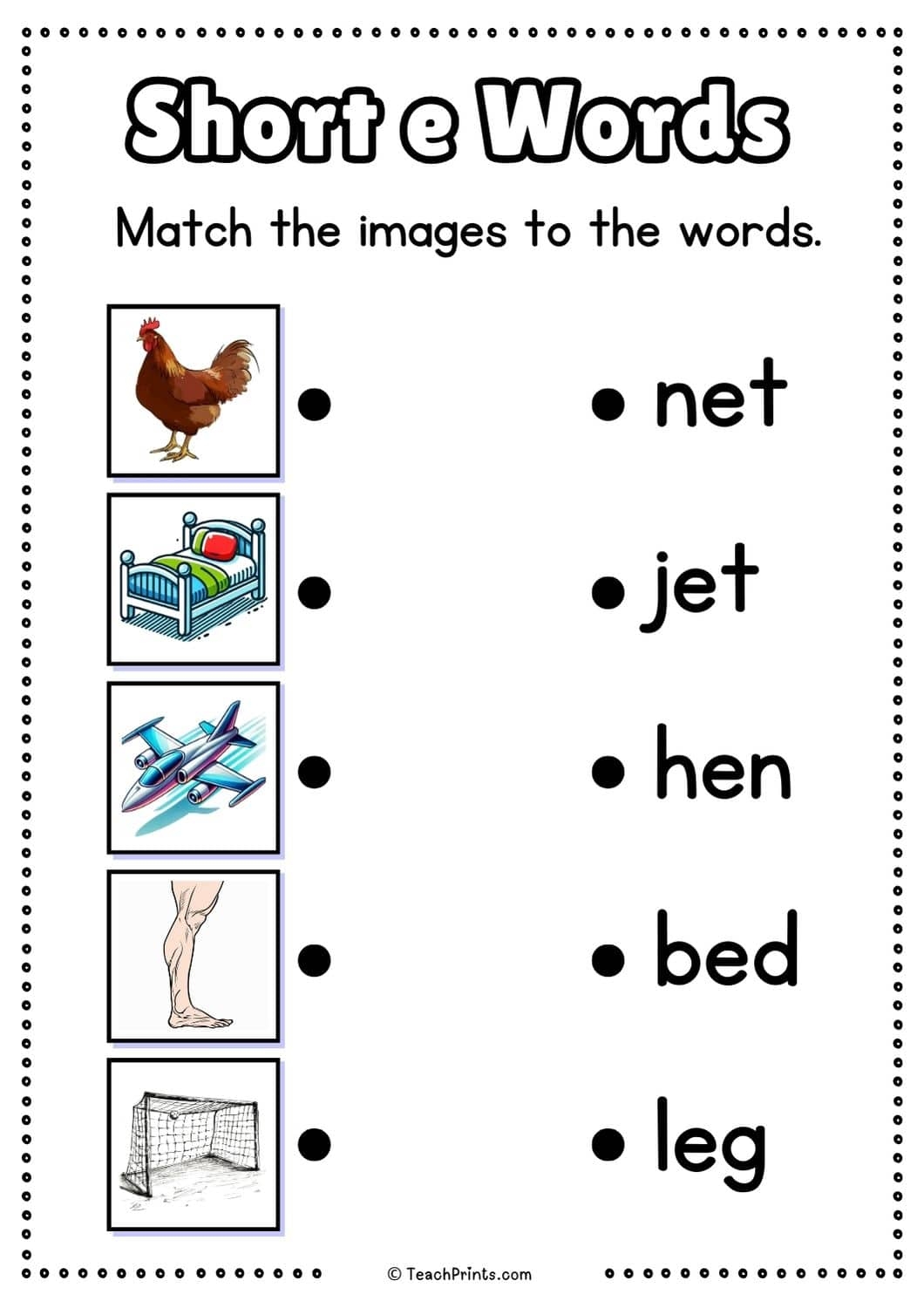 Short Vowel E Mini Coloring Book CVC Words 1 Ezpzphonics