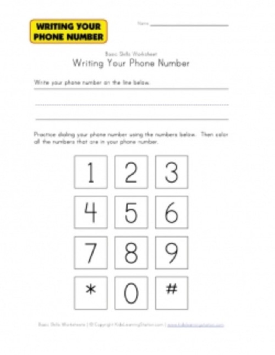 Free Worksheets For Kids To Practice Writing Their Phone Number HubPages Free Printable Address And Phone Number Worksheet For Kids In Worksheets Library