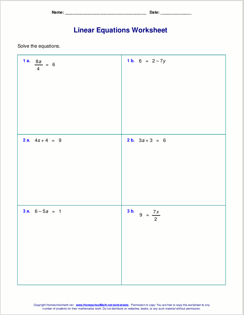 Solving Linear Equations B Worksheet PDF Printable Algebra Worksheet Cazoom Math