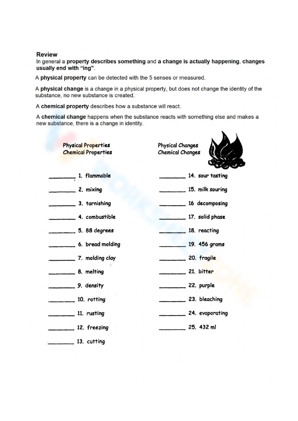 Fun Physical And Chemical Changes Worksheet For Kids