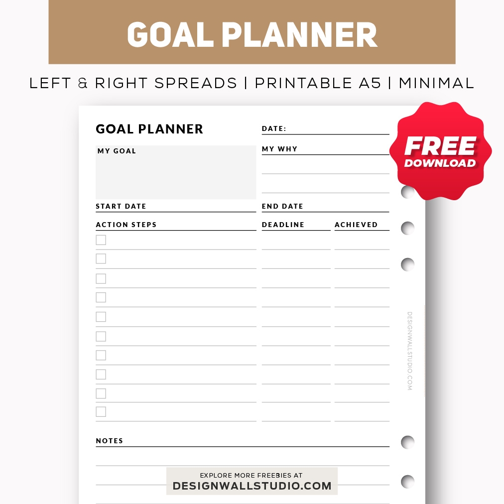 Download Printable Simple Goal Setting Worksheet Original Style PDF