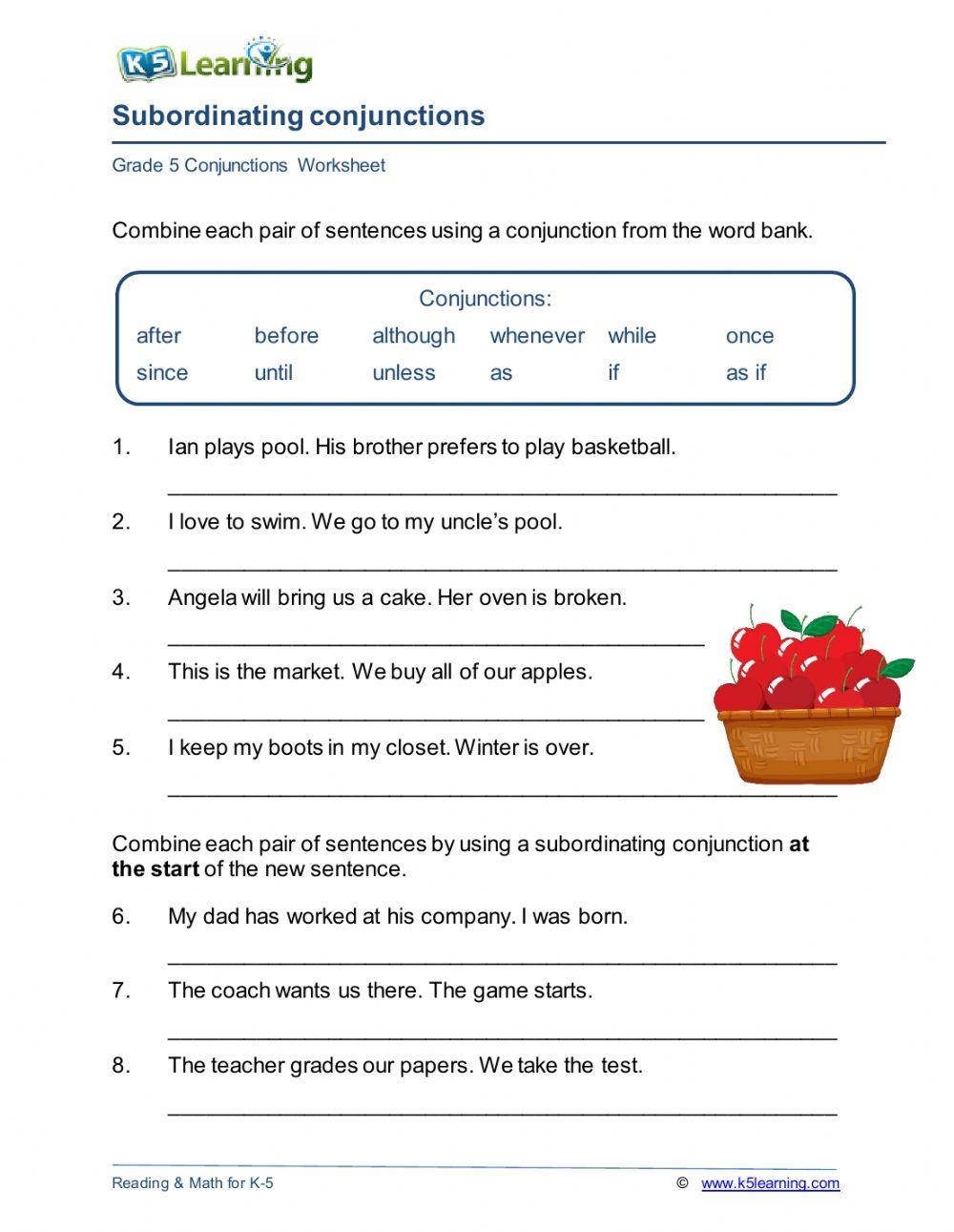 Grade 5 6 Subordinating Conjunctions Worksheet Worksheets Library Grade 5 6 Subordinating Conjunctions Worksheet Worksheets Library