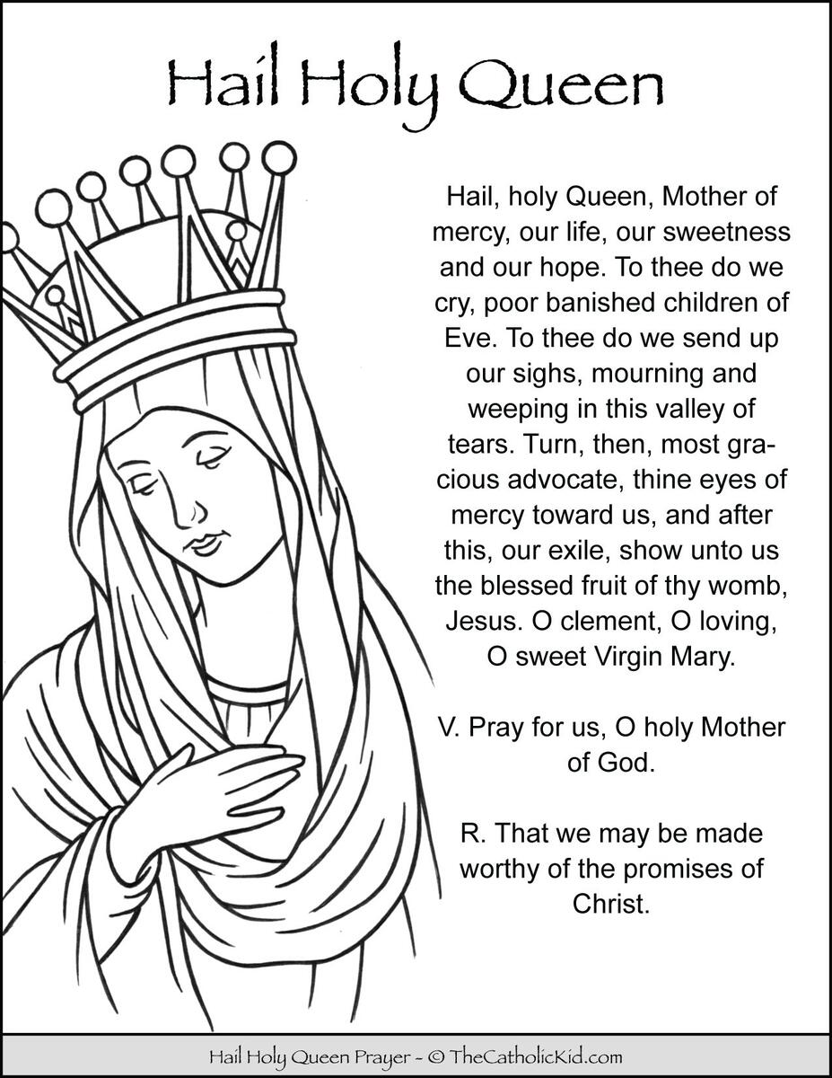 Hail Holy Queen Prayer Coloring Page TheCatholicKid