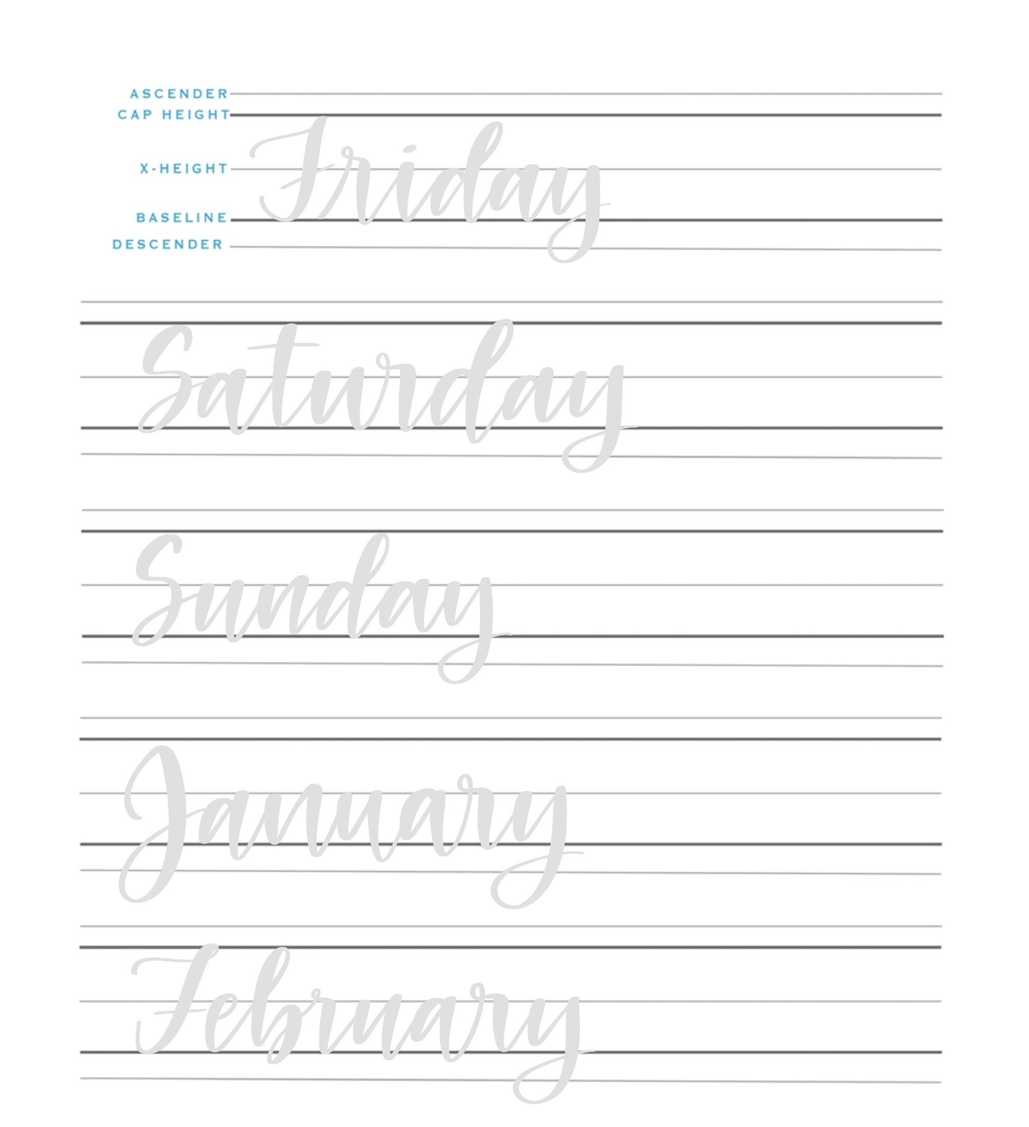 Hand Lettering And Modern Calligraphy Script Worksheets For Beginners BUNDLE Uppercase And Lowercase Etsy