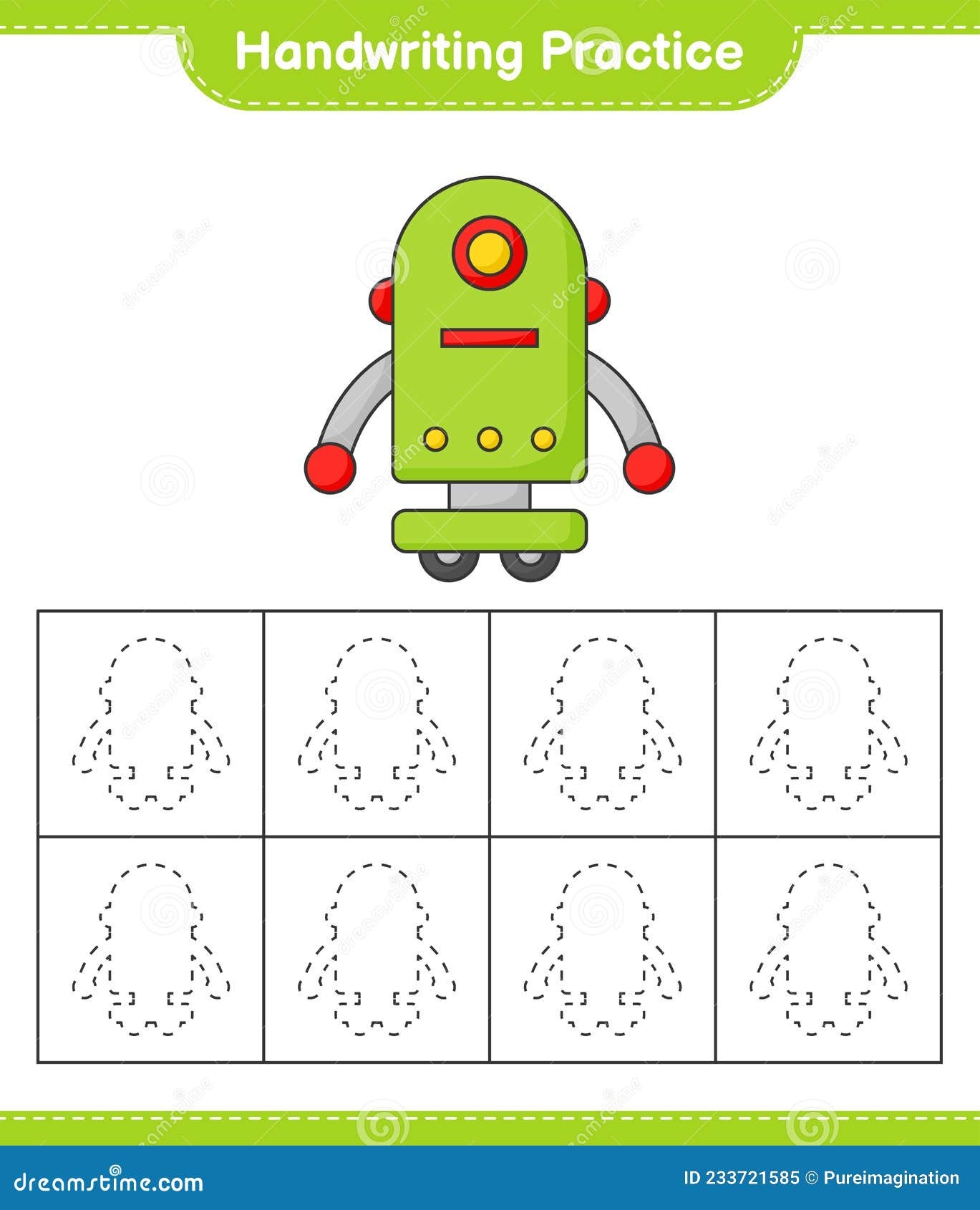 Handwriting Practice Tracing Lines Of Robot Character Educational Children Game Printable Worksheet Vector Illustration Royalty Free SVG Cliparts Vectors And Stock Illustration Image 176741464