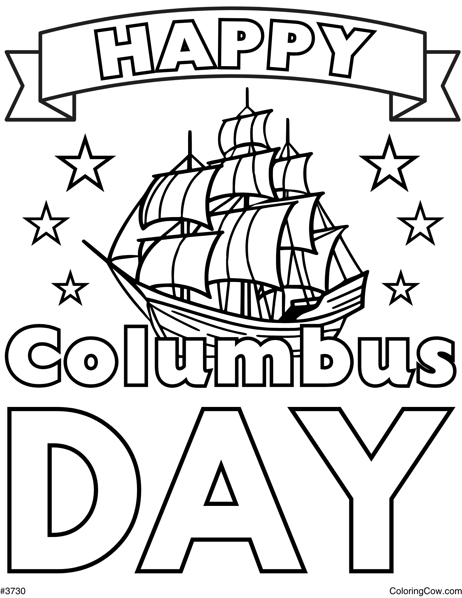 Happy Columbus Day Coloring Page