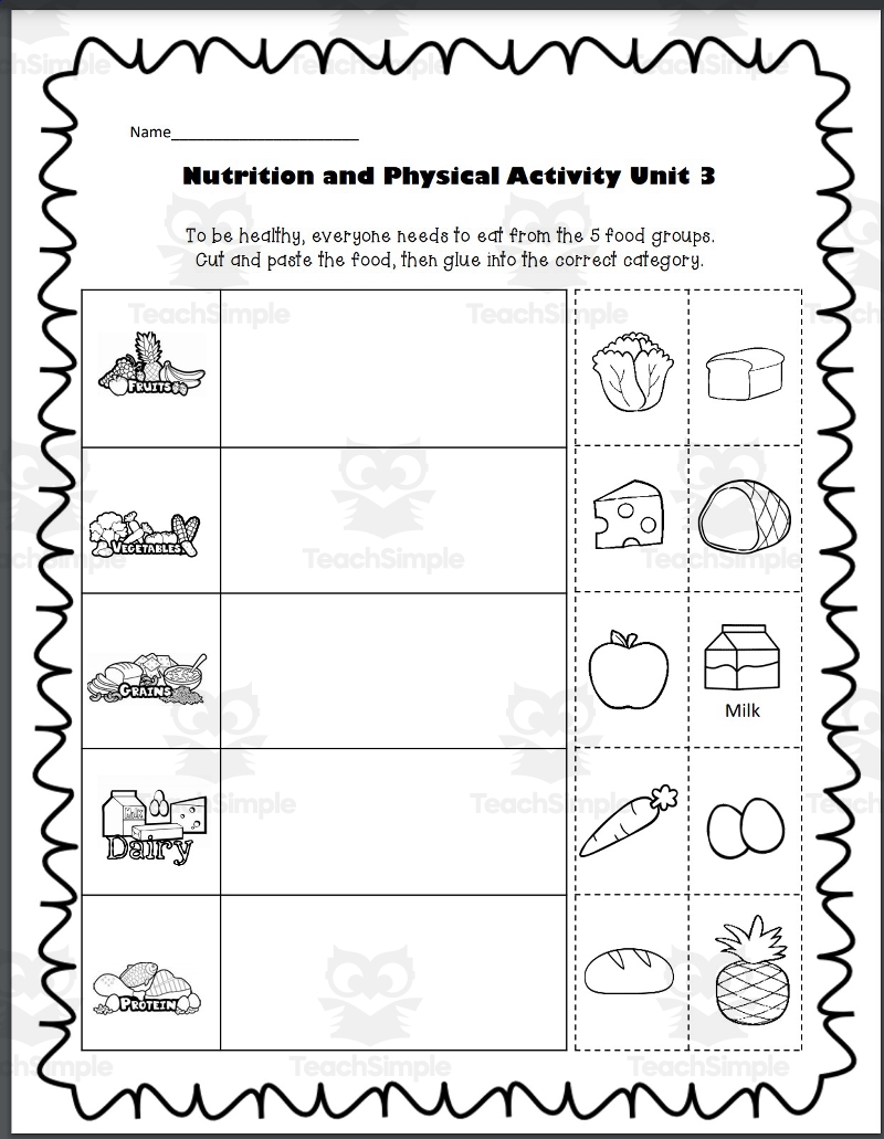 Health 1st Grade Unit 3 Nutrition And Physical Activity By Teach Simple