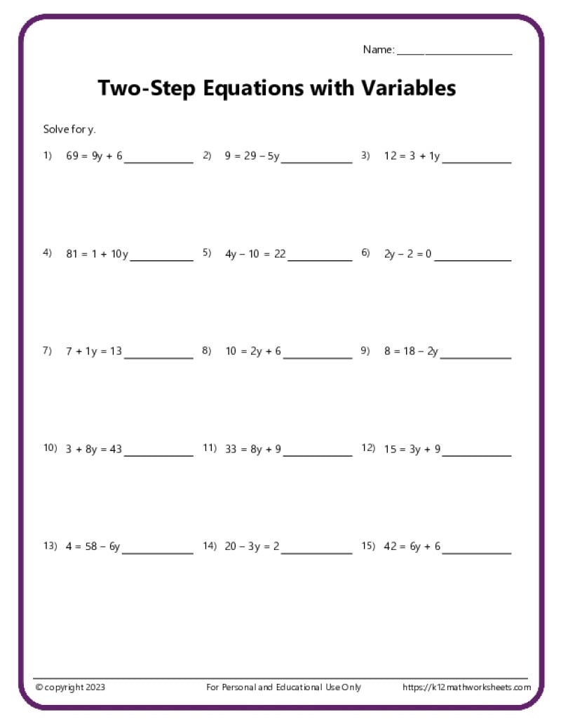 Algebra Worksheets With Answers Printable PDF Math Worksheets Cazoom Math