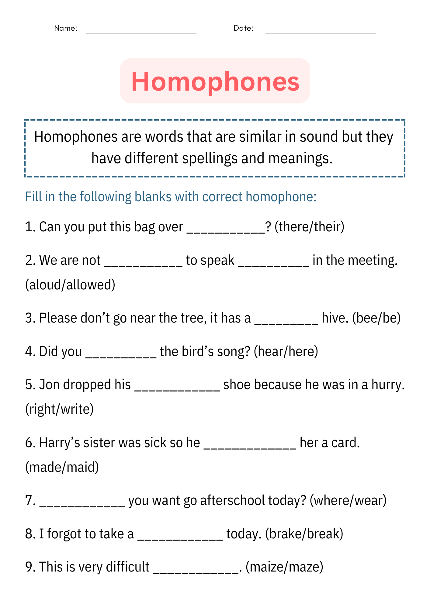 Homophones Grammar Worksheets And Activities For 2nd 3rd And 4th Grade Made By Teachers Class 4 English Grammar Worksheet Where Why When